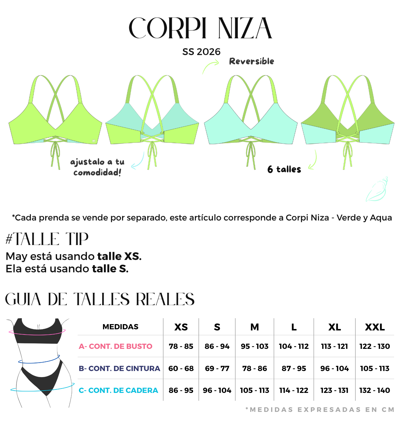 Corpi niza para atar verde y aqua